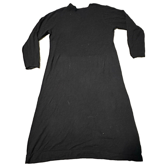 Gudrun Sjoden Small Dress Cotton Wool A-line 3/4 Sleeve Crewneck Pocket Black - Picture 2 of 11